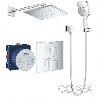 Душевая система Grohe Grohtherm Cube UA26405SC0 состоит из верхнего и ручного ду. . фото 1