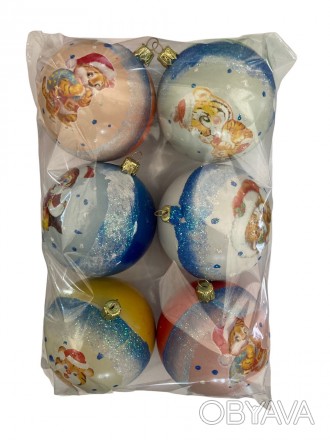 Ёлочные игрушки новогодние шары 2022 Новый Год d 80mm 6шт/упаковка Шар символ го. . фото 1