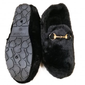 Тапочки мокасины женские черные с мехом.
Домашняя обувь в интернет-магазине Modn. . фото 5