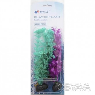 Набор аквариумных растений Resun PLK 139, пластик, 3 штНабор с пластиковыми раст. . фото 1