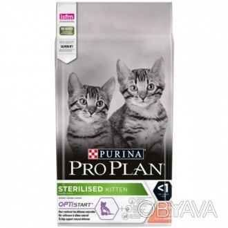 Сухой корм Purina Pro Plan Sterilised Kitten для стерилизованных котят с лососем. . фото 1