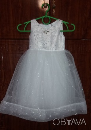 Детское нарядное платье "Краля" (белое / блеск) - праздничное моднейше. . фото 1