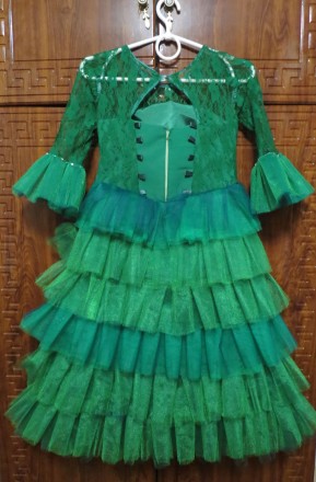 Зеленое детское пышное платье "Ёлочка"  - детское нарядное платье на у. . фото 8