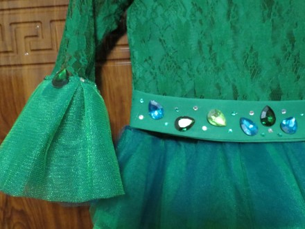 Зеленое детское пышное платье "Ёлочка"  - детское нарядное платье на у. . фото 5