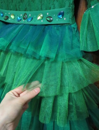 Зеленое детское пышное платье "Ёлочка"  - детское нарядное платье на у. . фото 6