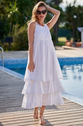 Жіноче літнє плаття-сарафан. Відрізний ліф сукні у вигляді накладання верхнього . . фото 3