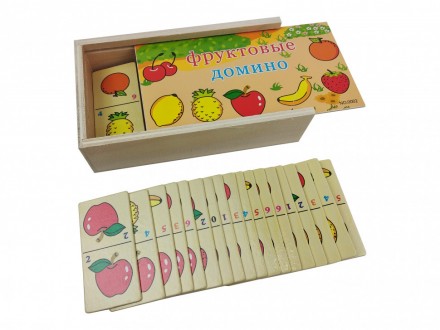 Детское домино в пенале MD 2482 деревянное (Фрукты MD 2482-2). Киев. фото 1