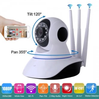 Поворотная сетевая IP-камера WIFI Smart NET Q5 3 антенны видеонаблюдения. Харьков. фото 1 Поворотная сетевая IP-камера WIFI Smart NET Q5 3 антенны видеонаблюдения. Харьков. фото 1