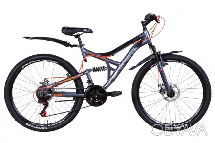 Велосипед ST 26 Discovery CANYON AM2 DD рама-17,5 графитово-черный с оранжевым (. . фото 1