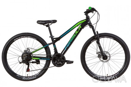 Велосипед AL 26 Formula BLACKWOOD AM DD рама-13 черно-зеленый с синим 2021/0200 . . фото 1