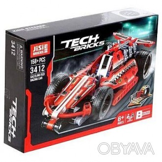 Новый игровой набор JiSi Tech Brick Красная гоночная машина состоит из 158 элеме. . фото 1