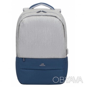 Рюкзак для ноутбука RivaCase 17.3" 7567 Prater, Grey / Dark Blue (7567Grey/DarkB. . фото 1
