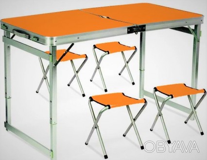 
Стіл посилений для пікніка алюмінієві розкладний з 4 стільці
Розкладний стіл дл. . фото 1