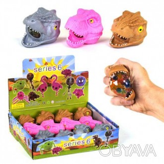 Набор из 12-ти игрушек-антистресс "Динозавр". Внутри игрушки находятся орбизы. К. . фото 1