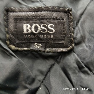 Куртка мужская кожанная "BOSS" с подстежкой и откидным воротником, спи. . фото 9