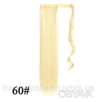 
	Длинный светлый шиньон прямые волосы - светлый блонд, выглядят как настоящие ш. . фото 1