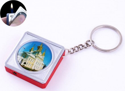 Зажигалка карманная-брелок квадрат Собор №2312-12. Киев. фото 1 Зажигалка карманная-брелок квадрат Собор №2312-12. Киев. фото 1