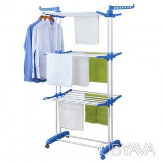 Складная сушилка для белья Garment rack with wheels - четырехуровневая сушилка с. . фото 1