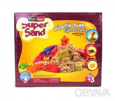 Кинетический песок "Super Sand" с пластиковой песочницей. Песок (500 гр.) прекра. . фото 1