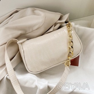 ДЕФЕКТ!Женская классическая маленькая сумочка багет на золотой цепочке ремешке р