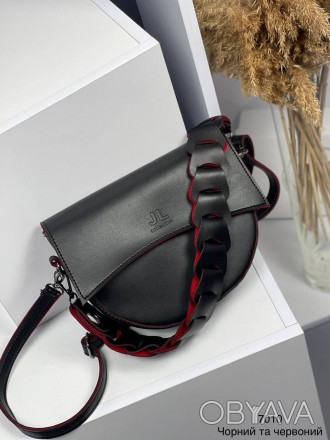 Женская сумка, из экокожи. Цвет: Черный и красныйВысота изделия: 19смШирина идел. . фото 1