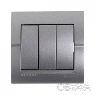 
Выключатель 3-клавишный металлик темно серый серии Deriy Lezard предназначен дл. . фото 1