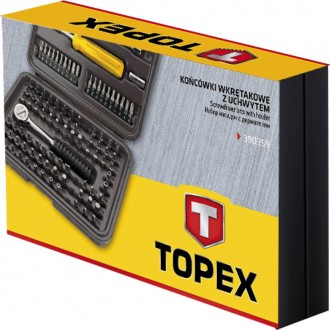 Набор сменных наконечников и головок TOPEX состоит из 101 предмета, упакованного. . фото 3