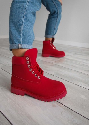 Женские ботинки красные демисезонные Timberland Red (04036) 37. Киев. фото 1 Женские ботинки красные демисезонные Timberland Red (04036) 37. Киев. фото 1