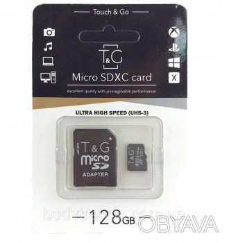 Карта памяти T&G microSDHC 128 GB class 10 (с адаптером) (Черный). . фото 1