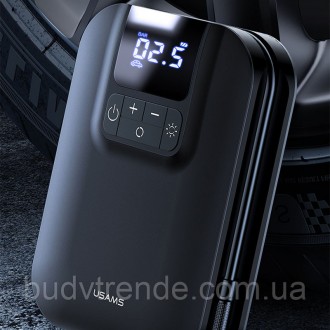 Портативный автокомпрессор для шин Usams US-ZB215 Mini Car 5000 mAh (Черный). . фото 3