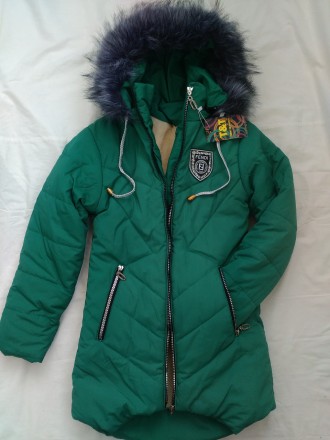 Зимняя куртка-пальто на девочек. Цвет - зеленый 
Модель классическая прямая, сза. . фото 6