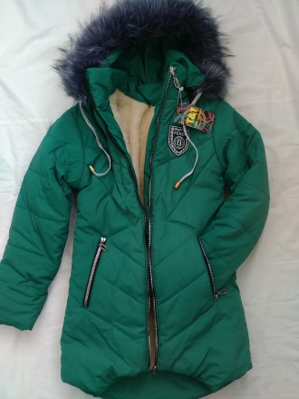 Зимняя куртка-пальто на девочек. Цвет - зеленый 
Модель классическая прямая, сза. . фото 10