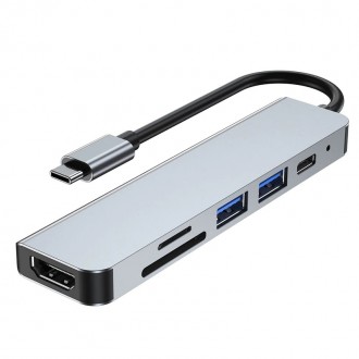USB 3.1 Type-C хаб розгалужувач на 2x USB 3.0, HDMI, кардрідер, PD, метал. Рівне. фото 1 USB 3.1 Type-C хаб розгалужувач на 2x USB 3.0, HDMI, кардрідер, PD, метал. Рівне. фото 1