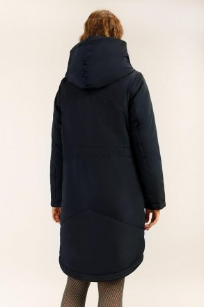 Куртка женская демисезонная от финского бренда Finn Flare длинная темно-синяя. О. . фото 5