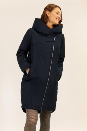 Куртка женская демисезонная от финского бренда Finn Flare длинная темно-синяя. О. . фото 2