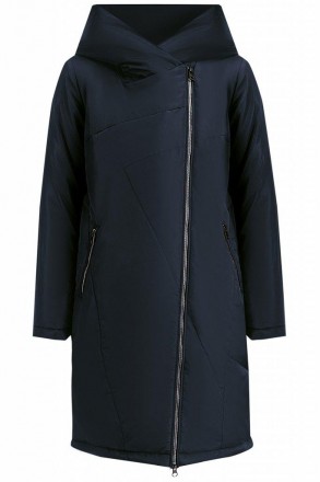 Куртка женская демисезонная от финского бренда Finn Flare длинная темно-синяя. О. . фото 7