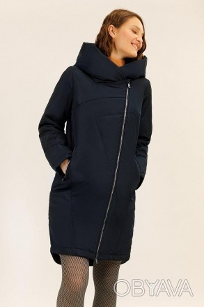 Куртка женская демисезонная от финского бренда Finn Flare длинная темно-синяя. О. . фото 1
