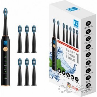 Электрическая зубная щетка AHealth SMART SONIC SMILE 1 Black на аккумуляторе со . . фото 1