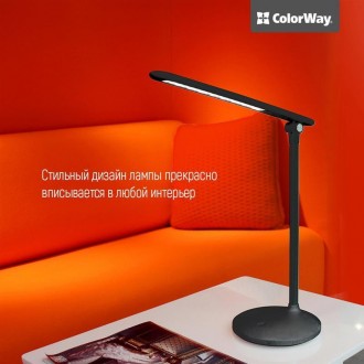 Настольная светодиодная лампа ColorWay со встроенным аккумулятором. Стильный диз. . фото 6
