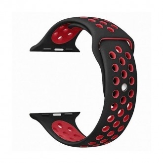 Силиконовый ремешок Sport Nike+ для Apple watch 38mm / 40mm (black/red). . фото 3
