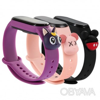 Силиконовый ремешок Cartoon Face для Xiaomi Mi Band 5 / 6 (Коричневый / Teddy Be. . фото 1