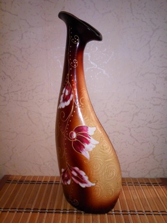 Большая, керамическая ваза в абстрактном стиле с тонким перламутровым покрытием,. . фото 3