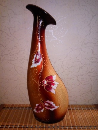 Большая, керамическая ваза в абстрактном стиле с тонким перламутровым покрытием,. . фото 2
