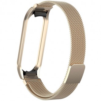 Ремешок Milanese Loop Design для Xiaomi Mi Band 5 / 6 (Золотой). . фото 3