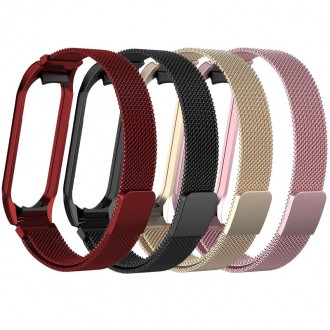 Ремешок Milanese Loop Design для Xiaomi Mi Band 5 / 6 (Золотой). . фото 2