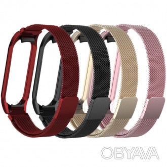 Ремешок Milanese Loop Design для Xiaomi Mi Band 5 / 6 (Золотой). . фото 1