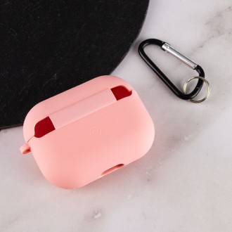 Силиконовый футляр с микрофиброй для наушников Airpods Pro (Розовый / Barbie pin. . фото 5