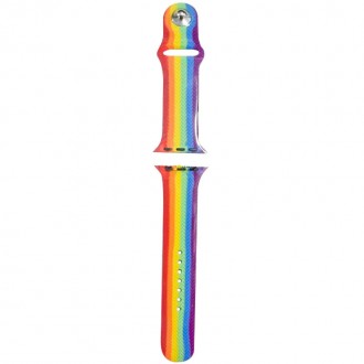 Силиконовый ремешок Rainbow для Apple watch 38mm / 40mm (Розовый / Сиреневый). . фото 2