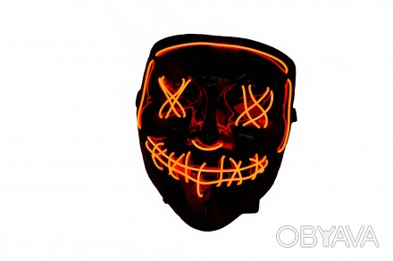 Неоновая маска "Судная ночь" светящаяся Led Mask Оригинальная маска с неоновой п. . фото 1