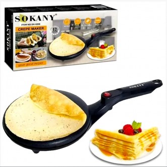 
Сковородка для приготовления блинов Sokany SK-5208 Crepe Maker электрическая бл. . фото 2